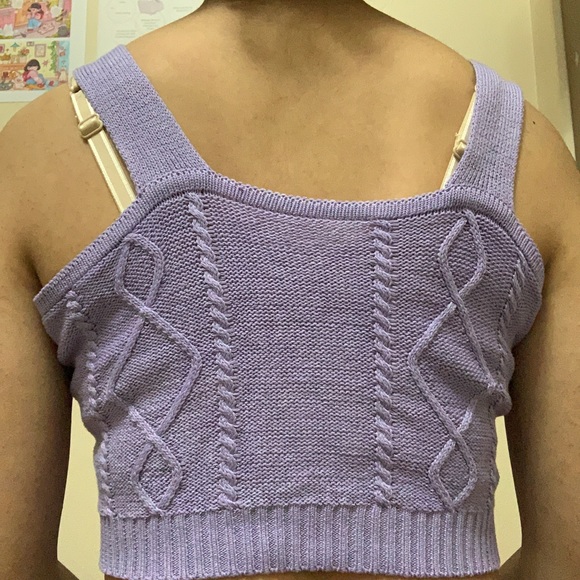 Purple Crop Top with Floral Embroidery Yesstyle - Picture 4 of 8